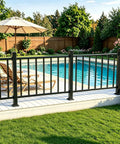 Top Shelf Deck Railing Kit For Patios And Balconies With Post 36 Inch Height And 3 Feet Wide Durable Outdoor Porch Guardrail around a pool.