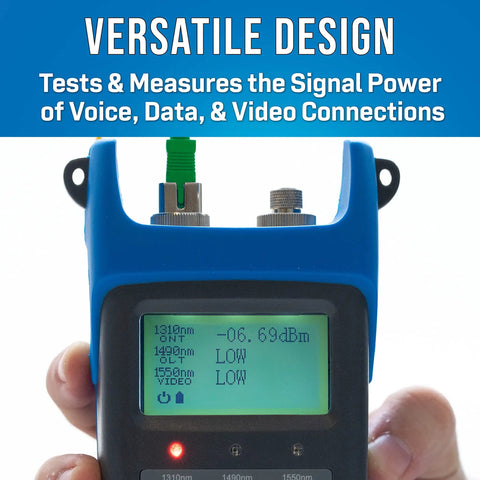 Pro Grade PON Power Meter For FTTx Networking With Concurrent 1310 1490 1550 Nm Readouts, -35 To +15 dBm Range, APC Version