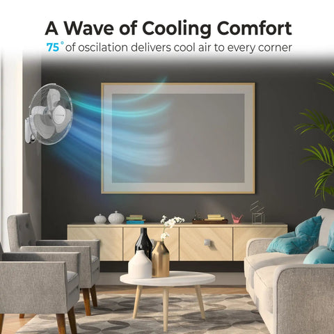 16 Inch Remote Control Oscillating Fan With Quiet 3 Speed Settings, 90 Degree Airflow, Timer And Sleep Modes for living room