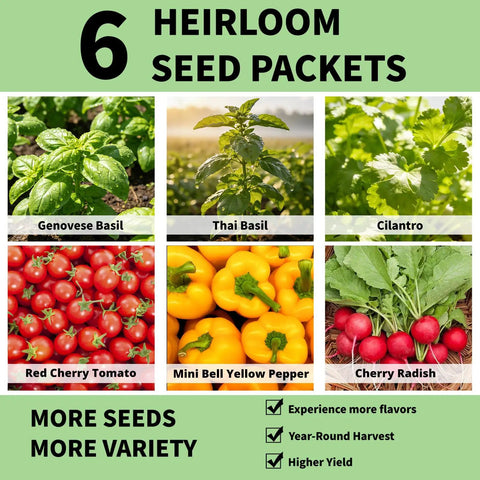 Indoor Hydroponics Seed Pods Kit With 12 Refill Pods And Six Salsa Seed Packets Featuring Basil Cherry Tomato Bell Pepper Cherry Radish And Cilantro For A Totally Easy At Home Salsa Station Across All Hydroponic Systems
