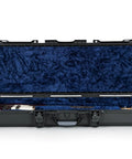 Titan Series Beefy Waterproof Bass Guitar Case for Jazz and Precision Styles IP67 Dustproof and Water Resistant Right Handed Lightweight NK-7 Resin Build ATA-300 Certified for Tough Travel open black case with blue velvet interior