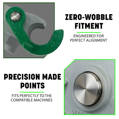 Close-up of Staten Tools 2 Inch Emt Bender Shoe Drop-in Replacement. Features zero-wobble fitment and precision made points.