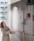 2 In 1 Hot Water Recirculating Pump 125W 110V Pressure Booster for instant flow in stylish shower setup with user demonstrating.