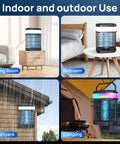 4 In 1 Bug Zapper Outdoor Portable And Rechargeable Mosquito Killer in living room, bedroom, courtyard, and camping setup.