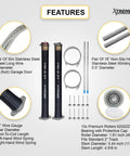 Beefed Up Heavy Duty 2 Inch Garage Door Torsion Spring Kit For Left And Right Winding With Replacement Set Includes 7 Foot Cable 10 Roller Wheels And 2 Winding Bars 0.250 By 2 Inch By 31 Inch Hardware Upgrade For Home Garage product specifications and features display.