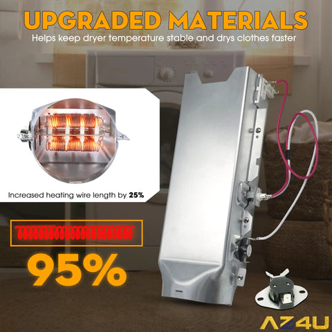 Dryer Heating Element Assembly Replacement For Front Load Dryers 240V 5400W NiCr Heating Coil Plug N Play Install metal