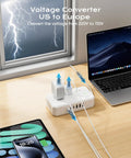 12 In 1 World Travel Adapter With 6 AC Sockets And 6 USB Ports Plus USB C Fast Charge Up To 4.5A 220V To 110V Voltage Converter