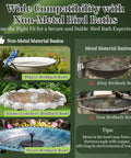 Wide compatibility guide for non-metal and metal bird baths with Pure Copper Bird Bath Disk With Triple Point Support