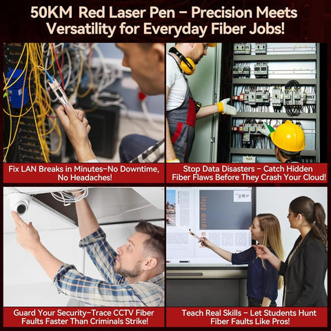 RAINLEOTI Visual Fault Locator Kit - red laser fiber tester with 2.5mm universal connector and patch cords