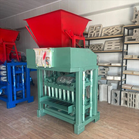 Industrial Brick Making Machine And Cement Block Production Equipment For Workshops Featuring Hella Solid Hydraulics, green and red design.