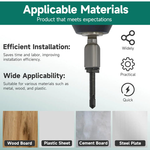 Top Shelf 50 Pack No 12 X 1 1/2 Inch Self Drilling Hex Head Screws Black 410 Stainless Steel for wood, plastic and steel installation.