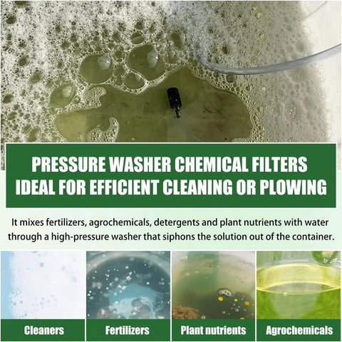 Pressure Washer Detergent Filter Replacement For One Quarter Inch And Three Eighth Inch Soap Injection Hoses with chemical solution