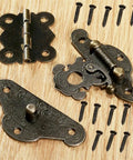 Butterfly Hinges Latch Hasp Kit for Cabinets and Wooden Boxes Vintage Hardware Decor for Jewelry Boxes and Wine Cases Rustic