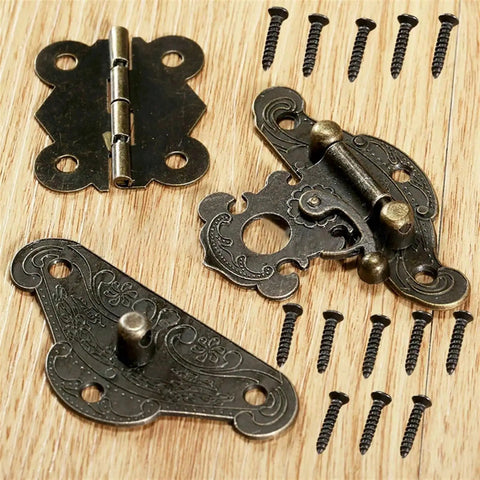 Butterfly Hinges Latch Hasp Kit for Cabinets and Wooden Boxes Vintage Hardware Decor for Jewelry Boxes and Wine Cases Rustic