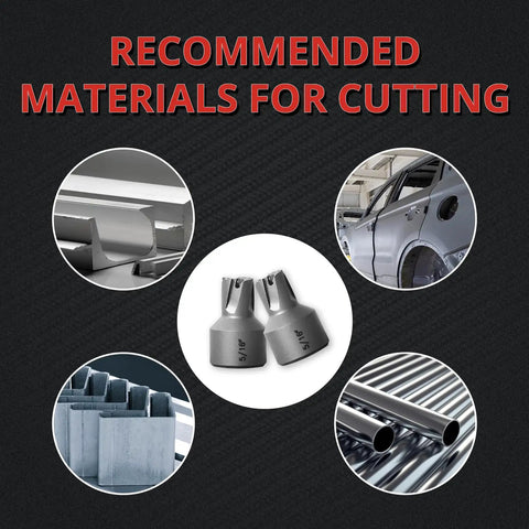 Spot Weld Cutter Drill Bits Set for Auto Body and Car Restoration with recommended materials for cutting