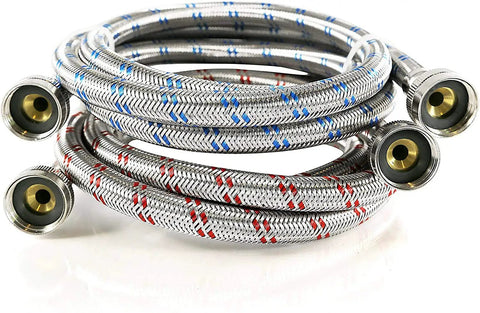 Stainless Steel Washing Machine Hoses 4 Foot Burst Proof 2 Pack Hot And Cold Water Supply Hoses For Washing Machines