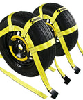 Tow Dolly Basket Straps With Flat Hooks 2 Pack Pro Grade Heavy Duty Fits 14 To 19 Inch Car Tires Full Tire Coverage For Wheel Lifts And Tow Dollies Durable Strap Set on tires