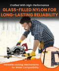Man using Rolling Circular Saw Guide and Cut Setter For Left Blade Saws Glide On Roller System with a saw on a workbench