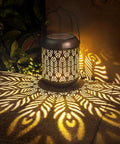Solar Powered Outdoor Hanging Lanterns For Garden And Patio, Waterproof Landscape Lights With Warm White LED casting patterns