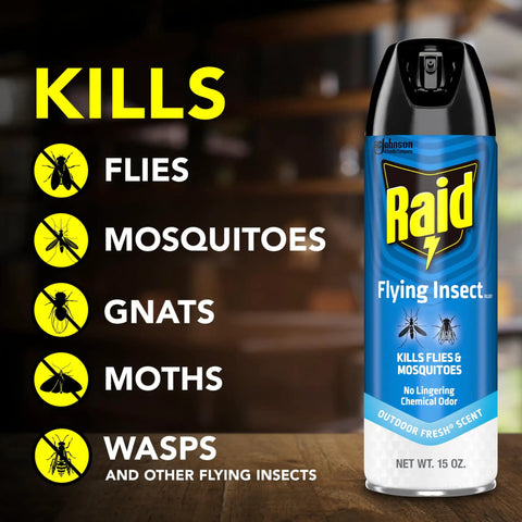 Flying Insect Killer Spray Indoor Outdoor Use 15 Oz Kills Flies Mosquitoes And Other Flying Insects on Contact with Outdoor Fresh Scent