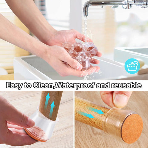 Upgraded 2mm Thick Silicone Chair Leg Floor Protectors for Hardwood Floors with Round and Square Cap Covers being washed