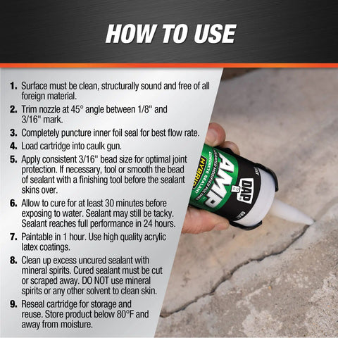 Application of Gray Concrete Sealant For Driveways, Steps, And Sidewalks, All Weather Tough As Nails Hybrid Polymer Sealant, 9 Oz