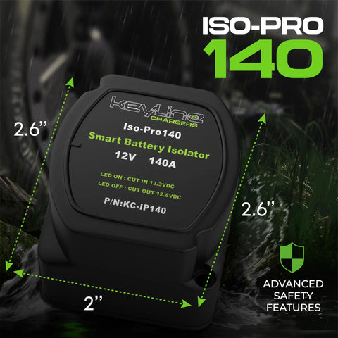 Dual Battery Isolator Kit 12V with 140 Amp Voltage Sensitive Relay 2.6x2.6x2 inches, compact design and safety features