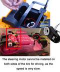 RS390 24V Steering Gearbox with Low Speed Steering Motor for Kids Ride On Cars, installation view and components.