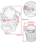 Diagram of GY6 24mm Carburetor Kit With Manifold Air Filter Ignition Plug dimensions for 125cc-150cc engines