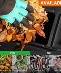 Hand adding leaves into Dual Chamber Compost Bin With 43 Gallon Capacity Rotating Tumbler For Fast Easy Composting Sliding Doors