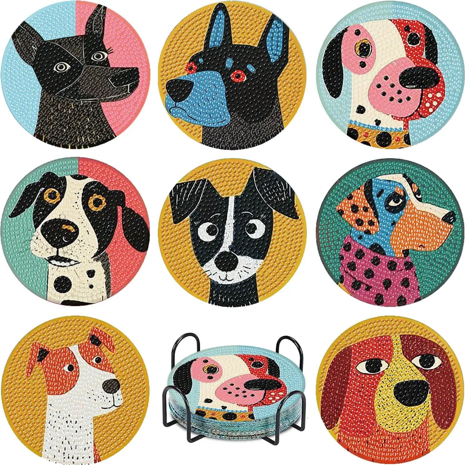 8 Pack Diamond Art Coaster Kit With Holder ✓
