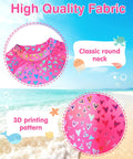 Close-up of pink round neck top from Girls 2 Piece Long Sleeve Rash Guard Swimsuit Set With UPF 50 Plus Sun Protection Quick Dry Fabric.