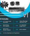 Lint Wizard Large 7-Piece Dryer Vent Cleaning Kit With 12 Ft Flexible Quick-Snap Rods And 4 Inch Auger Brush components