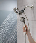 4-Setting In2ition 2-In-1 Dual Shower Head With Handheld Sprayer Brushed Nickel Detachable Shower Head With Hose 1.75 GPM Flow
