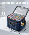 Heavy Duty Insulated Cooler Bag Holds 48 Cans Slap It On The Trunk Collapsible Soft Side Carry Tote full of ice-cold drinks.