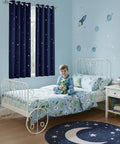 Star Cutout Blackout Curtains For Kids Room And Bedroom, Navy Blue Light Blocking Drapes With Dreamy Twinkle Stars, 42W X 63L, 1 Set