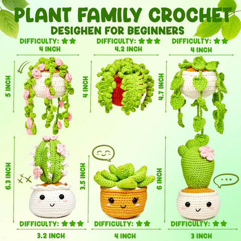 Crochet plant plushies from Beginner Crochet Kit For Amigurumi And Plant Plushies, All-In-One Starter Set With Step-By-Step Video Guides