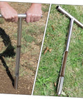 Pro Grade Durable Stainless Steel Soil Probe Sampler for garden testing and sampling shown in use and in detail