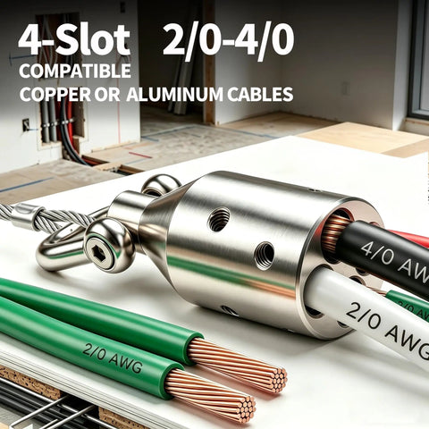Real Deal Heavy Duty Wire Pulling Grip Four Slot Cable Puller Tool With Four Thousand Pound Capacity For Pro Electrical Conduit Runs And Underground Wiring Jobs Across The Nation with 2/0 to 4/0 cables.