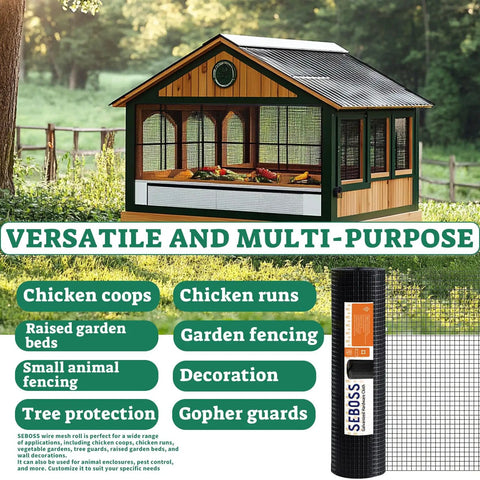 Heavy Duty Hardware Cloth One Half Inch Mesh 36 By 50 Ft Black Vinyl Coated 19 Gauge Chicken Wire Fence Roll near chicken coop