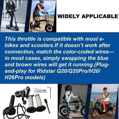 Full Twist Throttle For Surron Style Ebike Ride-Ready With Ignition Switch, Waterproof 12V-72V Plug-And-Play Throttle Grip For Electric Bike And Dirt Bike, Compatible With Q20, Q20Pro, H20, H26Pro Rolling Bearing