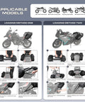Mounting instructions for 48L Waterproof Motorcycle Saddlebags Set For Adventure And Sport Rides on different motorcycle models