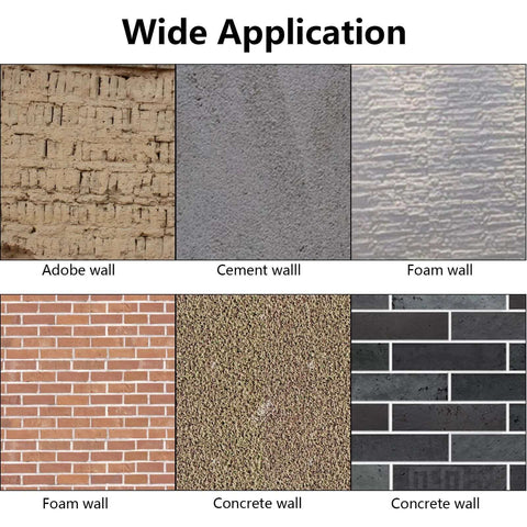Hordion 2-inch concrete hole saw with SDS-Plus shank; collage of brick, cement, adobe, foam, and concrete walls.