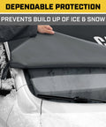 Windshield Snow Cover For Cars, Trucks, Vans And SuvS, Weatherproof Winter Frost Protector with anti-theft straps in use