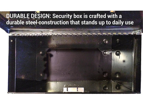 Interior view of Secure Doc Box With Privacy Key Lock, Heavy Duty Steel Build, Large Capacity For Home Or Office, Easy Carry Handle.