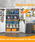 Beefed Up Tall And Wide Metal Storage Cabinet With Lockable Doors Four Adjustable Shelves Wheels And Pegboard Boss Grade Garage Cabinet For Office Gym Basement And Warehouse White