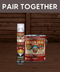 Top Shelf Dark Walnut Exterior Wood Stain and Sealer Turbo Spray System Oil Based Goof Proof Formula for Decks and Fences in can and spray can.