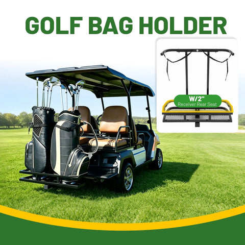 Heavy Duty Golf Cart Bag Holder With 2 Inch Receiver For EZGO Yamaha Club Car Carts, Rear Seat Bag Rack on golf course