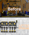 Before and After: Power Tool Organizer With Six Drill Holders Wall Mounted Heavy Duty Metal Tool Rack Garage Storage Shelf