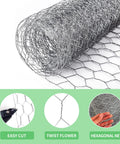 Hexagonal Galvanized Chicken Wire Netting 13.7 Inch Wide By 236 Inch Long Durable Garden Fence Mesh for Poultry Rabbits DIY Projects